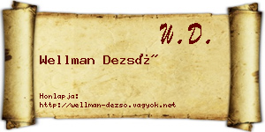 Wellman Dezső névjegykártya